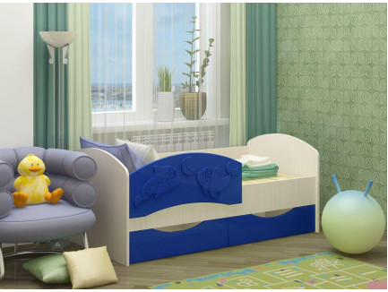 Детская кровать с бортами Дельфин-3 для мальчиков от 3 лет, спальное место 1,6х0,8 м